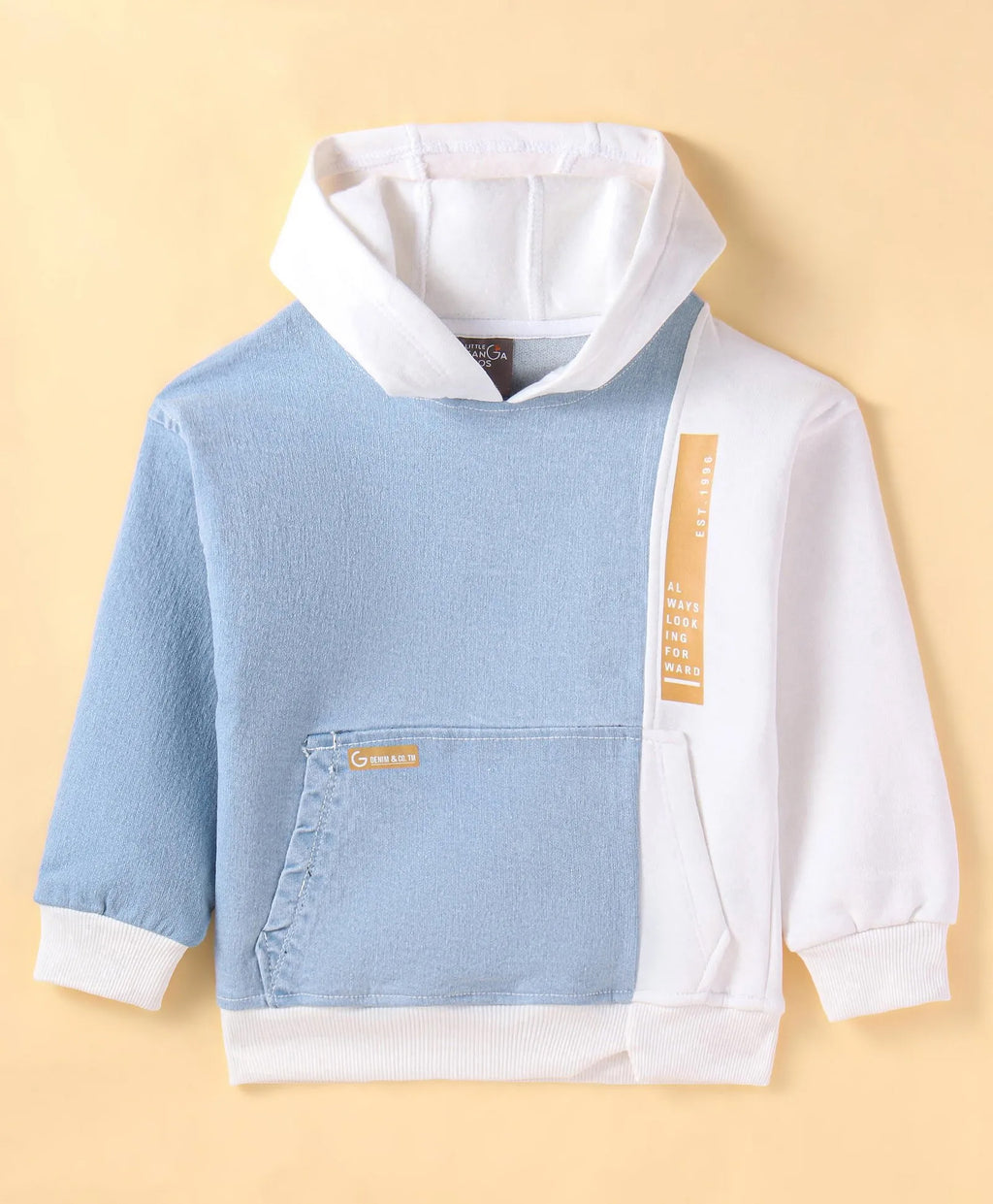 Colorblock Patch Pocket Hoodie – Blue & White