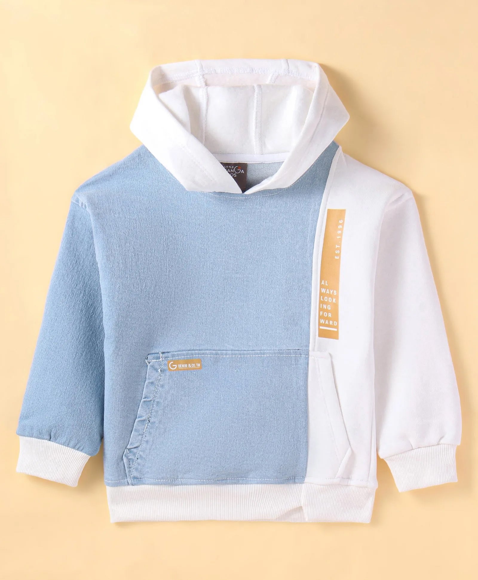 Colorblock Patch Pocket Hoodie – Blue & White