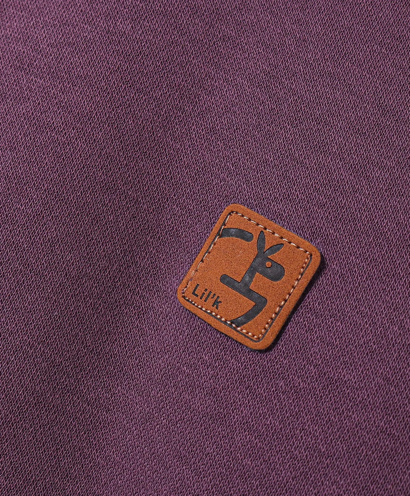 Purple Sweatshirt with Contrast Mock Neck & Kangaroo Pocket