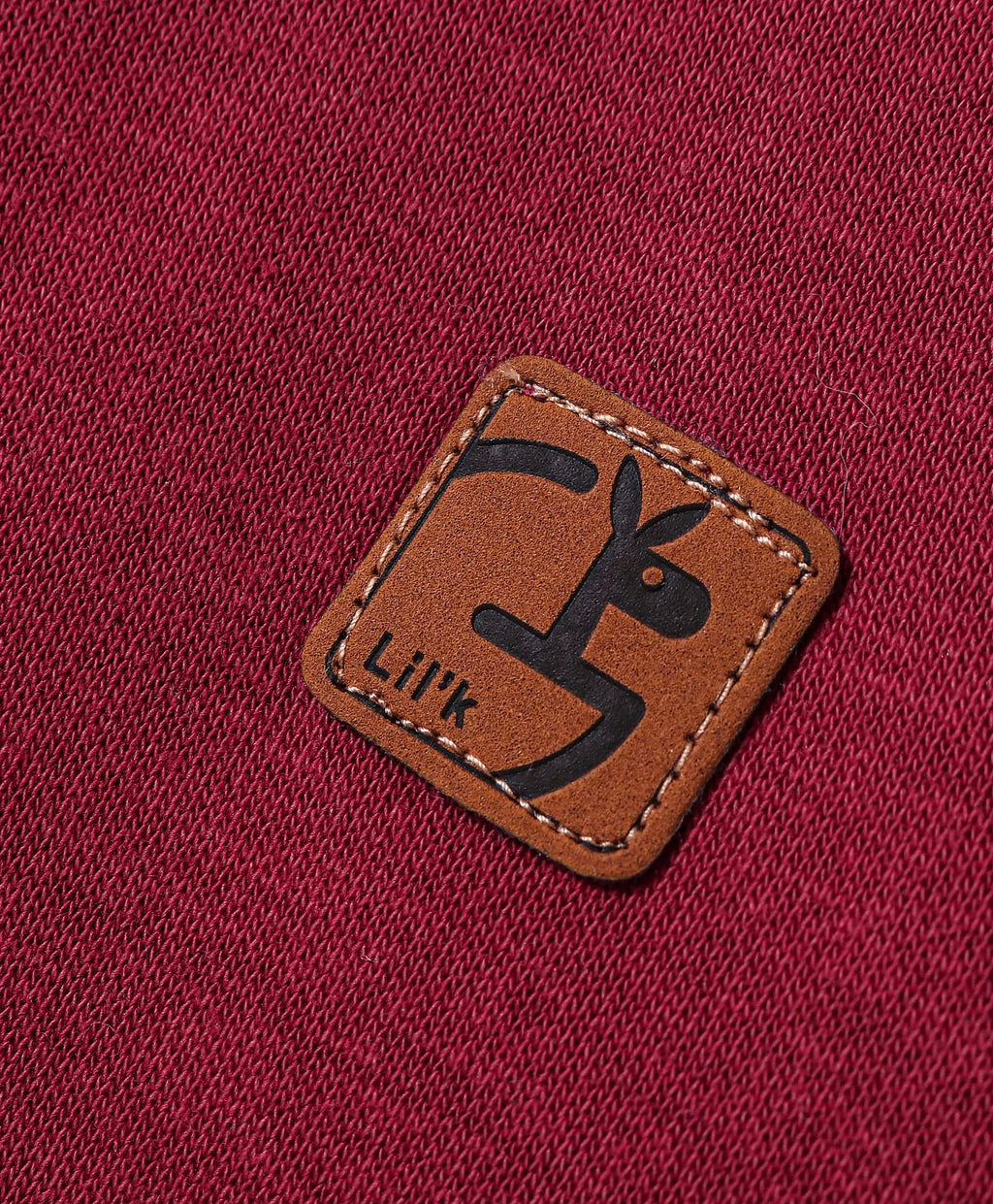 Maroon Sweatshirt with Contrast Grey Mock Neck & Kangaroo Pocket